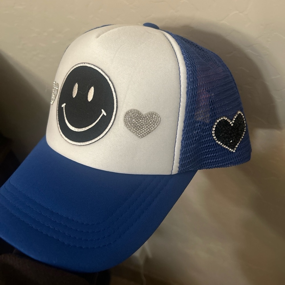 Smiley face trucker hat happy face
